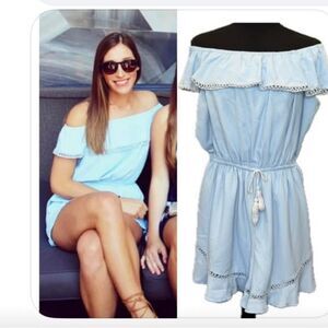 Blue Ruffled Tie Front Jumpsuit